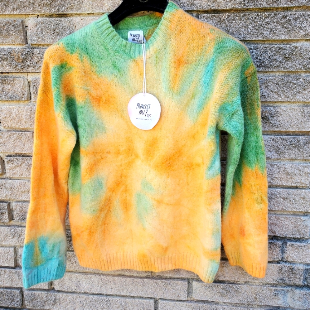 Princess Polly Tie-Dye Sweater - Green and Orange